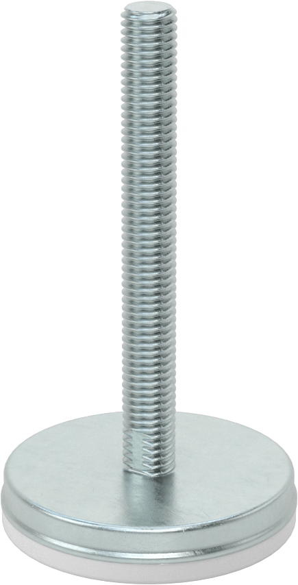Dişli Saplama ve Yastıklı Rigid Seviyelendirme Montajı, Çinko Kaplı Çelik ve Naylon, 1/2“-13 x 4” Uzun Diş, 2-13/16" Çap