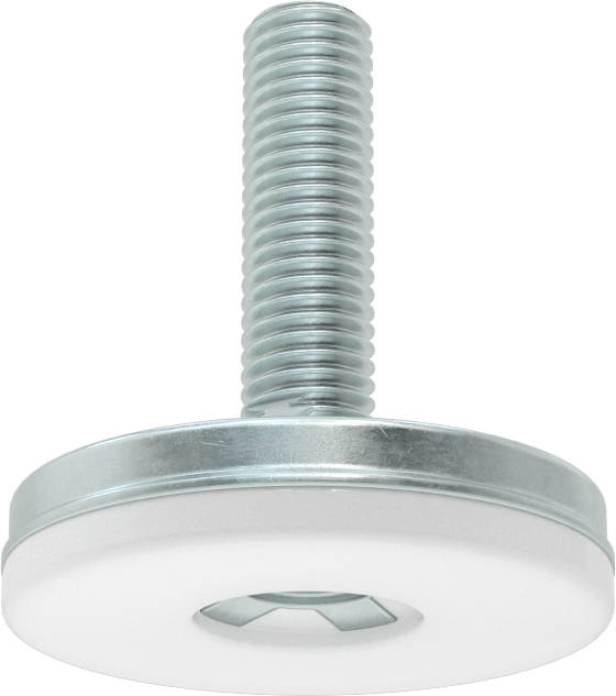 Dişli Saplama ve Yastıklı Rigid Seviyelendirme Montajı, Naylon Yastıklı Çinko Kaplı Çelik, 5/8“-11 x 2” Uzun Diş