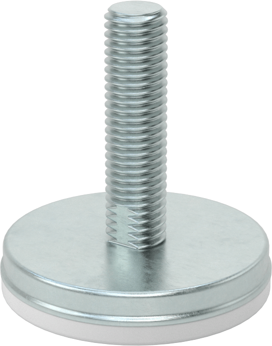 Dişli Saplama ve Yastıklı Rigid Seviyelendirme Montajı, Naylon Yastıklı Çinko Kaplı Çelik, 5/8“-11 x 2” Uzun Diş