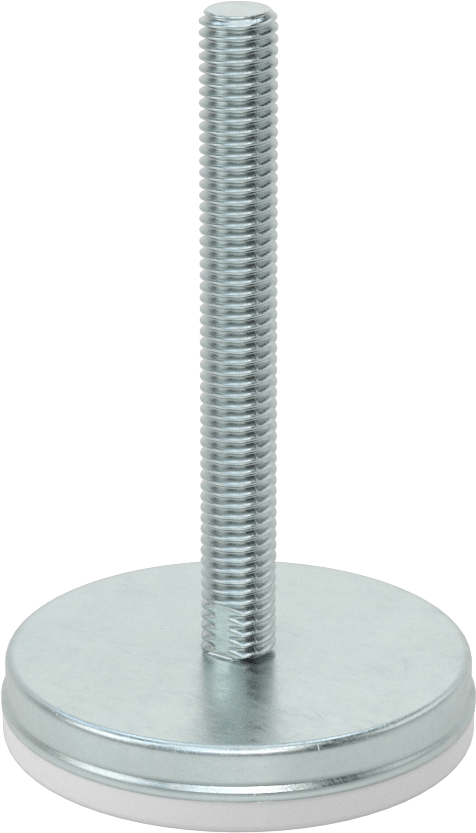 Dişli Saplama ve Yastıklı Rigid Seviyelendirme Montajı, Çinko Kaplı Çelik ve Naylon, 1/2“-13 x 4” Uzun Diş, 3-3/16" Taban