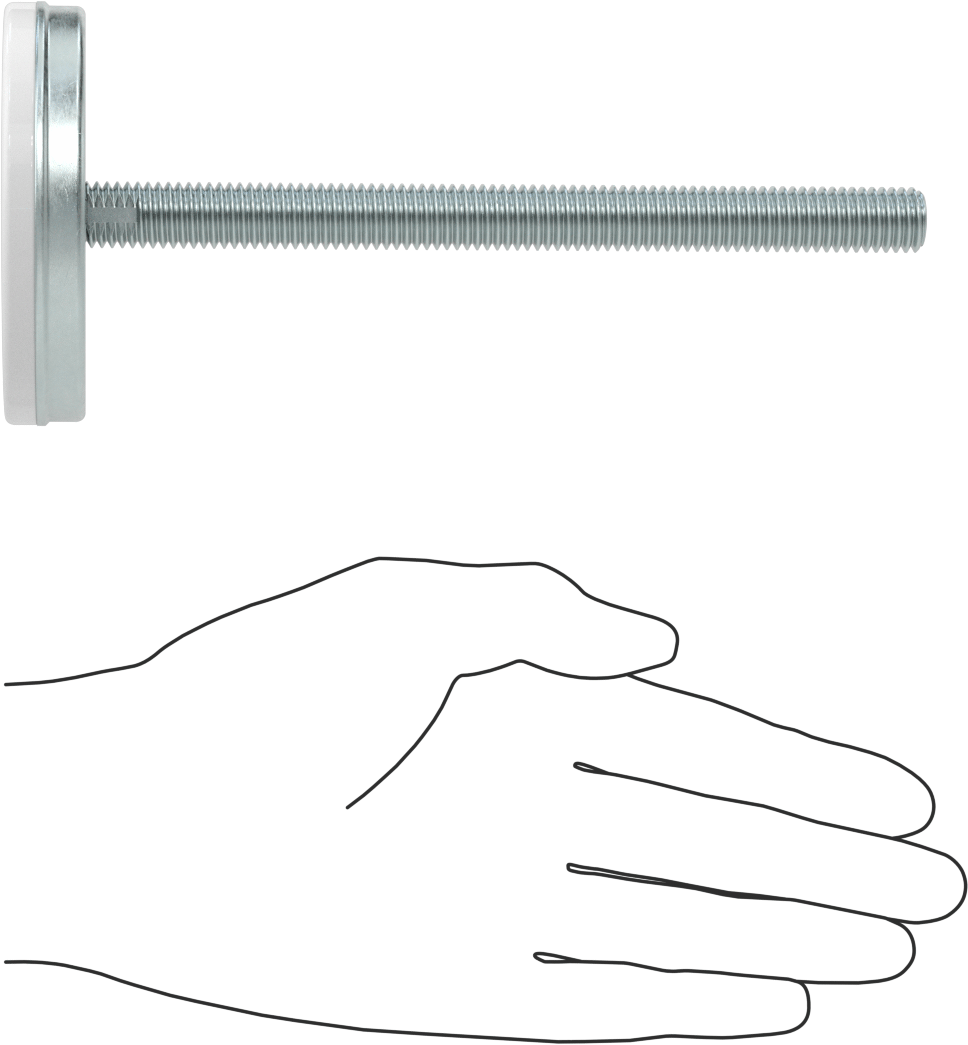 Dişli Saplama ve Yastıklı Rigid Seviyelendirme Montajı, Naylon Yastıklı Çinko Kaplı Çelik, 1/2“-13 x 6” Uzun Diş