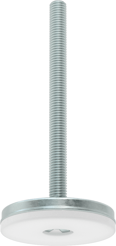Dişli Saplama ve Yastıklı Rigid Seviyelendirme Montajı, Naylon Yastıklı Çinko Kaplı Çelik, 1/2“-13 x 6” Uzun Diş
