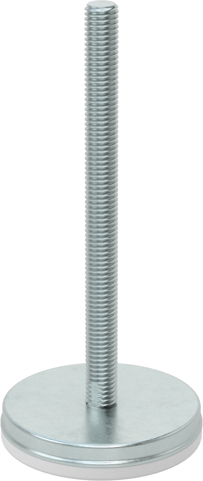 Dişli Saplama ve Yastıklı Rigid Seviyelendirme Montajı, Naylon Yastıklı Çinko Kaplı Çelik, 1/2“-13 x 6” Uzun Diş