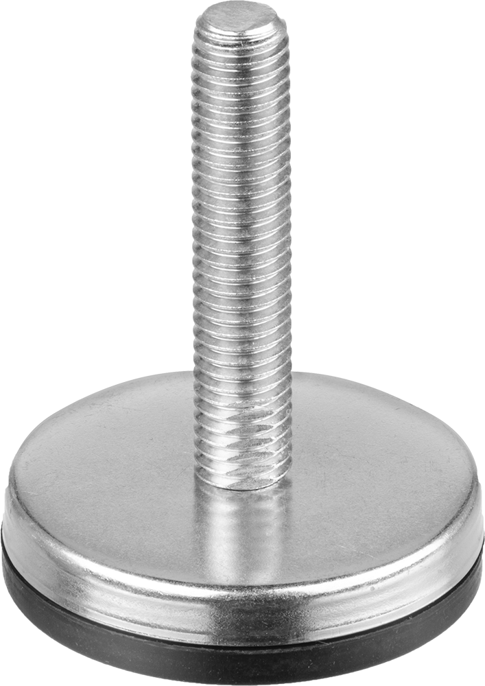Neopren Yastıklı 303 Paslanmaz Çelik Sert Seviyeleme Montaj Parçası, 2“ Uzunlukta 1/2”-13 Dişli Saplama, 2-3/8 inç Taban Çapı