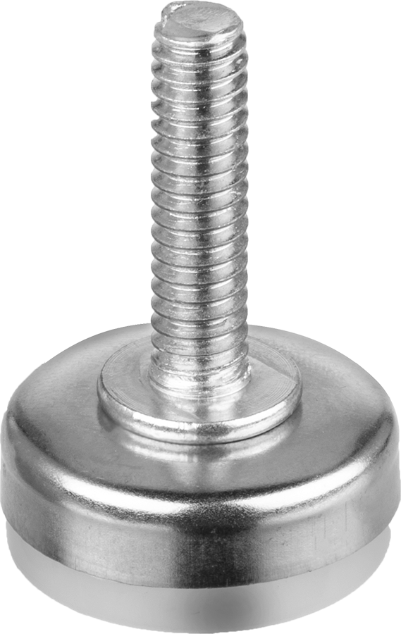 Dişli Saplama ve Yastıklı Rigid Seviyelendirme Montajı, Nikel Kaplı Çelik, 1/4"-20 Diş Boyutu, 1" Diş Uzunluğu