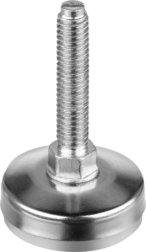 Dişli Saplama ve Yastıklı Rigid Seviyelendirme Montajı, Nikel Kaplı Çelik, 5/16"-18 Diş Boyutu, 1-1/2" Diş Uzunluğu
