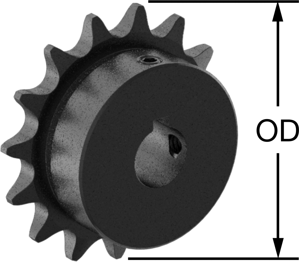 Çelik Tek Sıralı Dişli, ANSI 80 Makaralı Zincir ve 1-1/4" Mil Çapı için, 9 Diş