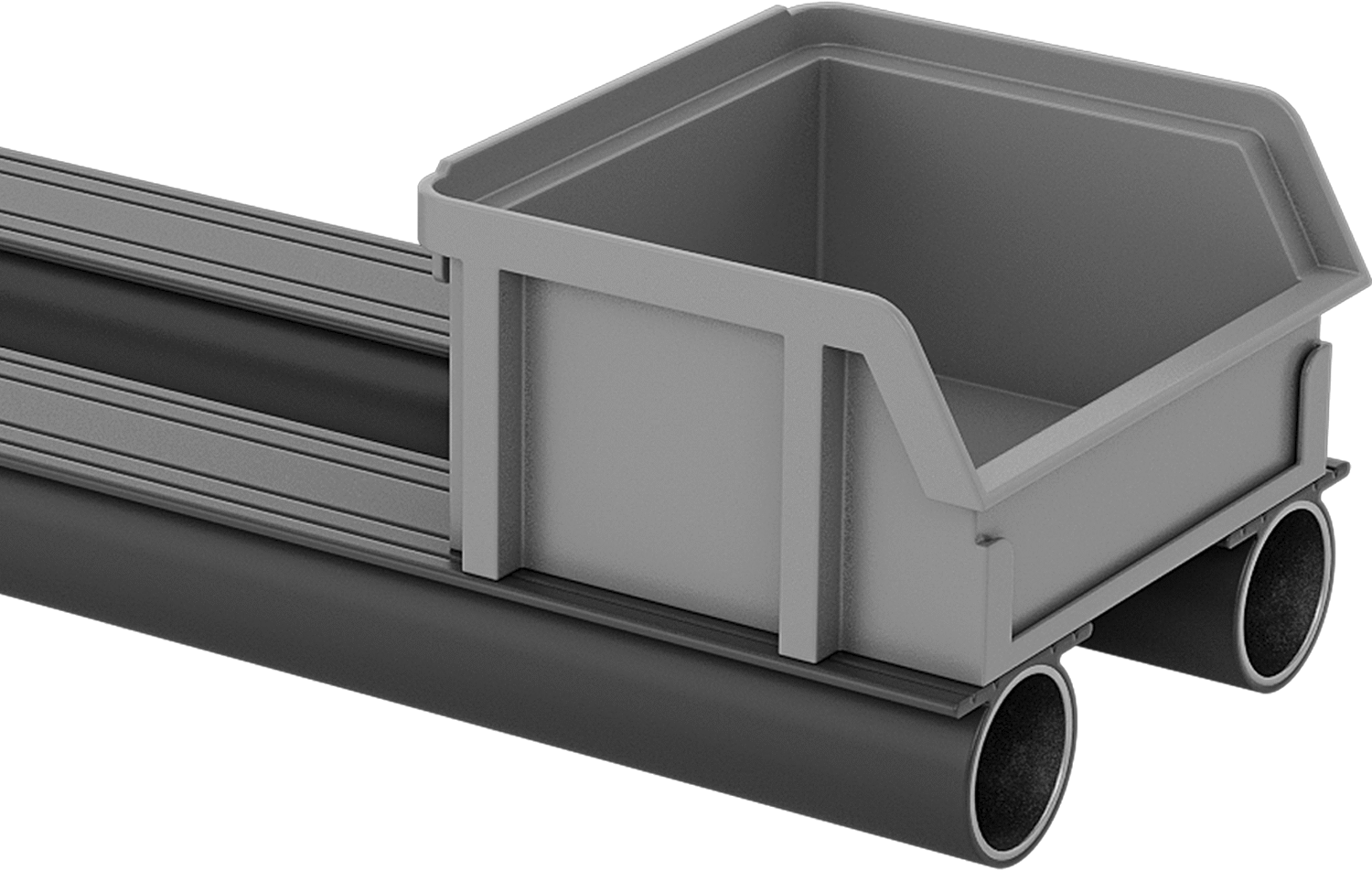 Two Round Rails with Flanges (Bin-Box Not Included)