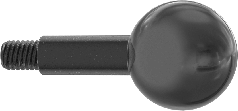 Top Düğmeli Kol Tutamağı, 3/8"-16 Diş, 2-1/2" Uzunluk