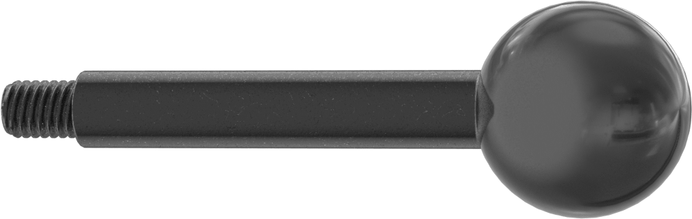 Top Düğmeli Kol Tutamağı, 3/8"-16 Diş, 4" Uzunluk