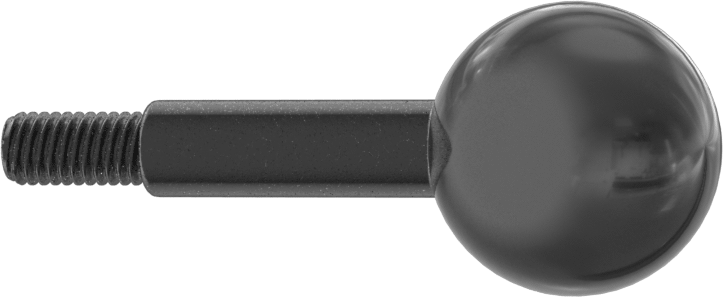 Top Düğmeli Kol Tutamağı, 10-32 Diş, 1-1/2" Uzunluk