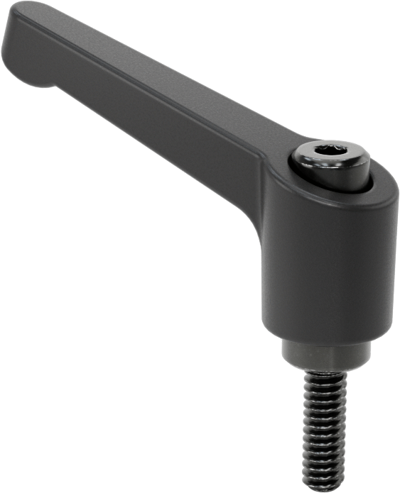 Naylon Ayarlanabilir Tutamak, 10-24 Diş Boyutu x 5/8" Uzunlukta Çelik Saplama ile, 1-3/8" Çıkıntı
