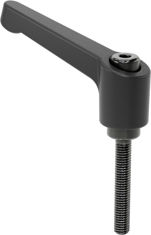 Naylon Ayarlanabilir Tutamak, 10-32 Diş Boyutu x 1-1/4" Uzunlukta Çelik Saplama ile, 1-3/8" Çıkıntı