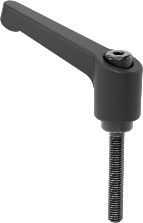 Naylon Ayarlanabilir Tutamak, 10-32 Diş Boyutu x 1-1/4" Uzunlukta Çelik Saplama ile, 1-3/8" Çıkıntı