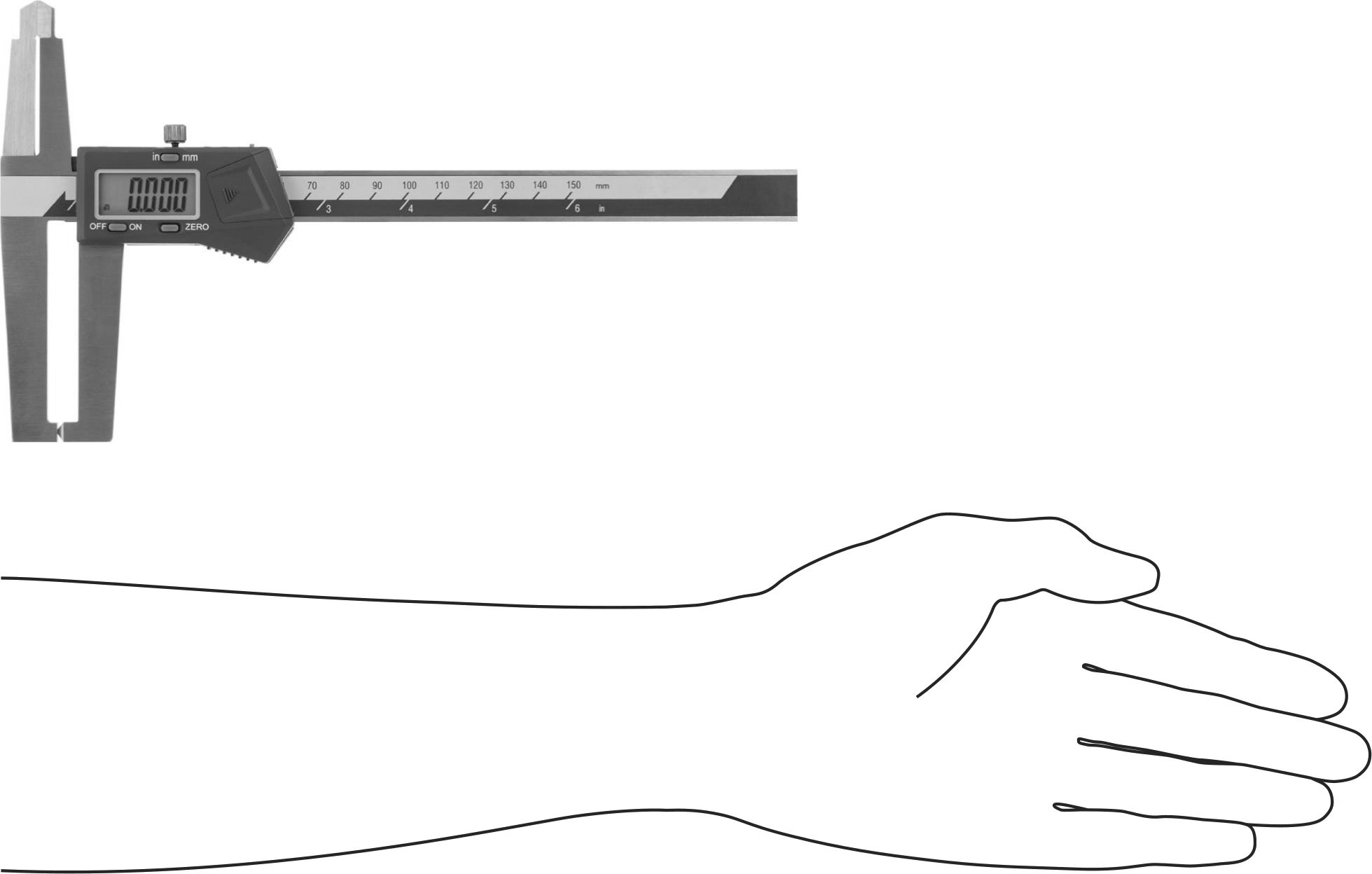 Frenler için Kaliper, 0“ ila 6” ve 0 mm ila 150 mm Ölçüm Aralığı