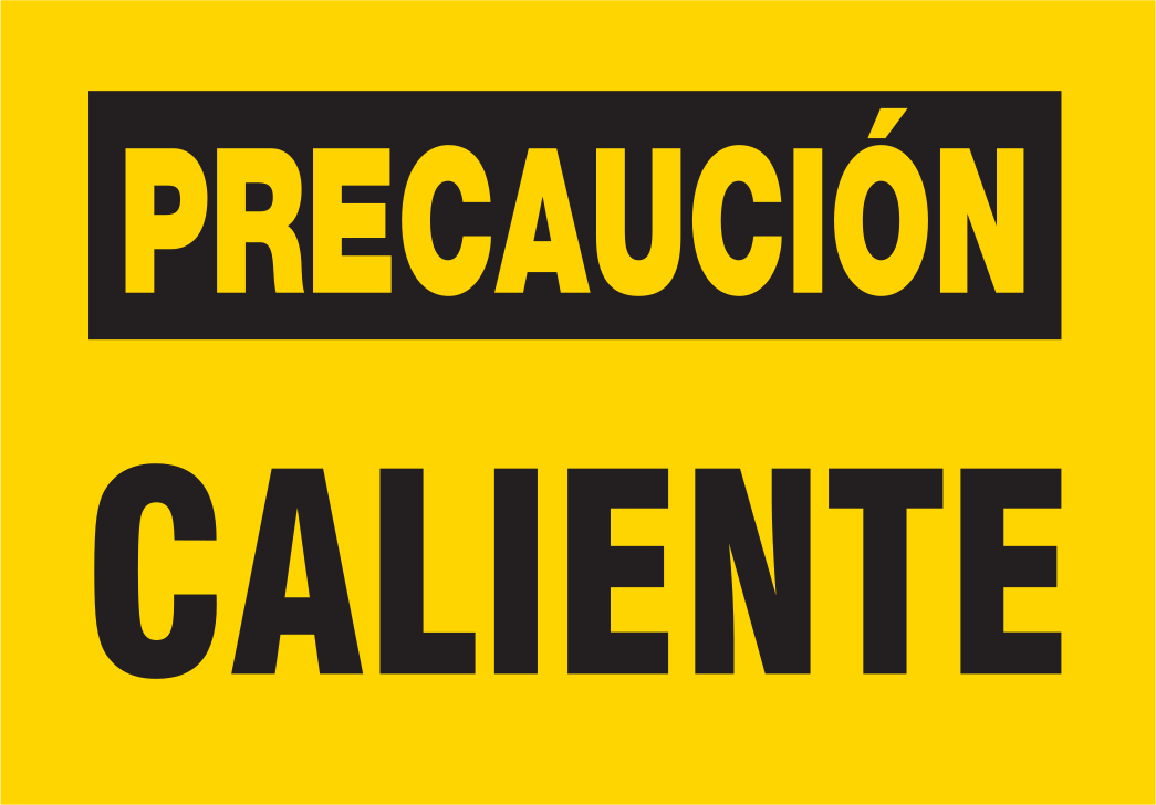 Makine ve Ekipman Çalıştırma Etiketleri, İspanyolca, Precaucion-Caliente