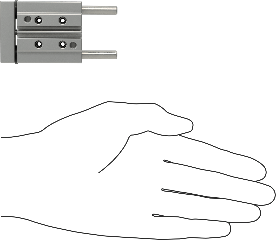 Hava Sürgüsü, 3/8" Delik Boyutu, 1,61 inç Genişlik, 1/2" Strok Uzunluğu