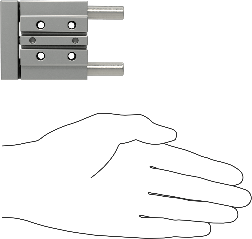 Hava Sürgüsü, 1/2" Delik Çapı, 2,24 inç Genişlik, 1/2" Strok Uzunluğu