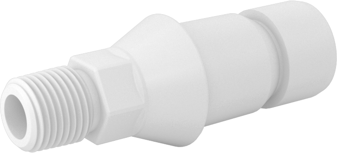 Hava ve Su için Yüksek Akışlı Hızlı Bağlantı Kesme Tüp Bağlantısı, Asetal Plastik Tapa, 1/8 NPT Erkek, 1/8 Kaplin Boyutu