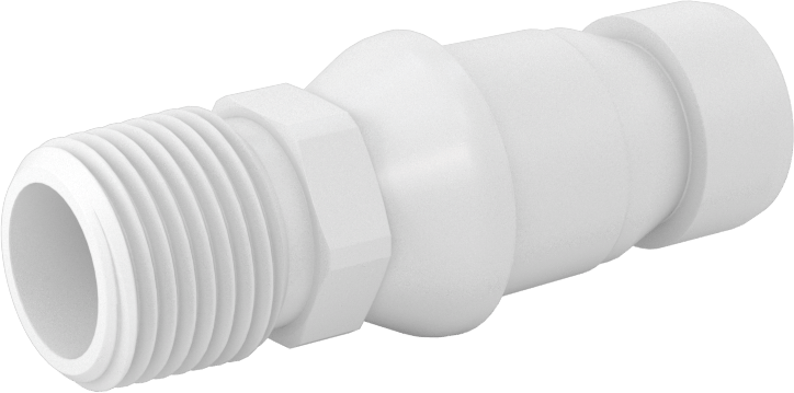 Hava ve Su için Yüksek Akışlı Hızlı Bağlantı Kesme Tüp Bağlantısı, Asetal Plastik Tapa, 3/8 NPT Erkek, 3/8 Kaplin Boyutu