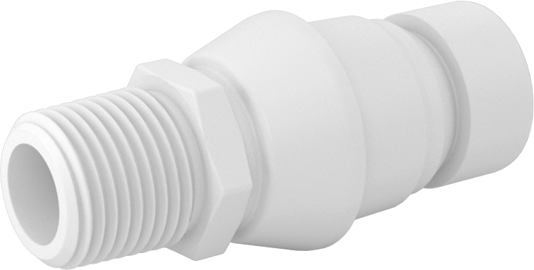 Hava ve Su için Yüksek Akışlı Hızlı Bağlantı Kesme Tüp Bağlantısı, Asetal Plastik Tapa, 1/2 NPT Erkek, 5/8 Bağlantı Boyutu