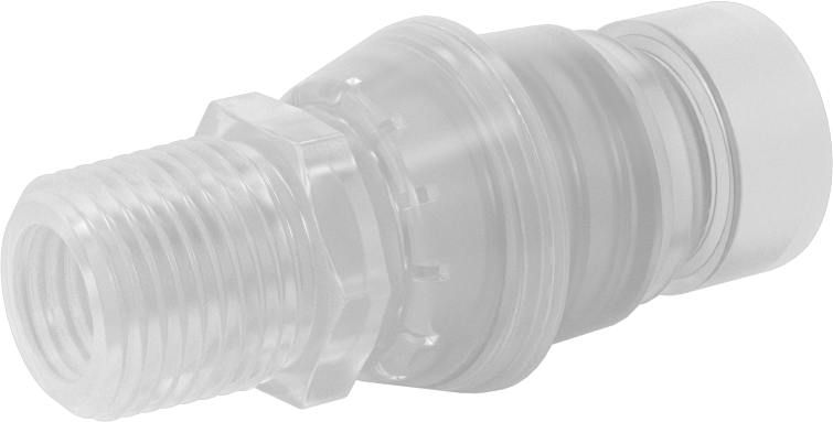 Hava ve Su için Yüksek Akışlı Hızlı Bağlantı Kesme Tüp Bağlantısı, Polipropilen Plastik Tapa, 1/2 NPT Erkek, 3/4 Kaplin Boyutu