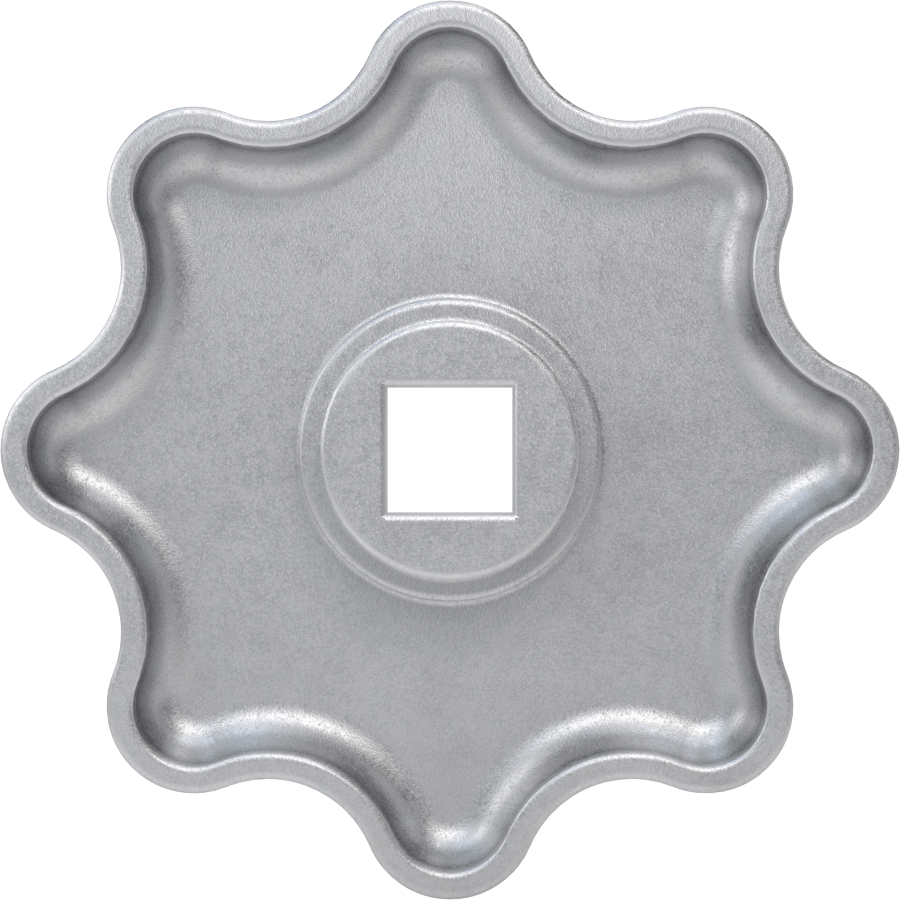 Alüminyum Kare Delikli Topuz, 1/2“ Genişlik x 7/16” Derinlikte Delik ile 3-1/2" Baş Çapı