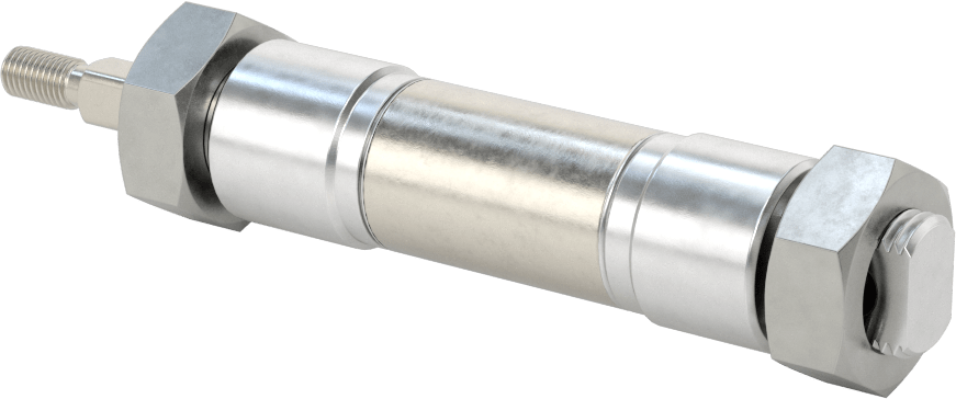 Dönmeyen Yuvarlak Gövdeli Hava Silindiri, 3/4" Delik Boyutu, 1/2" Strok Uzunluğu