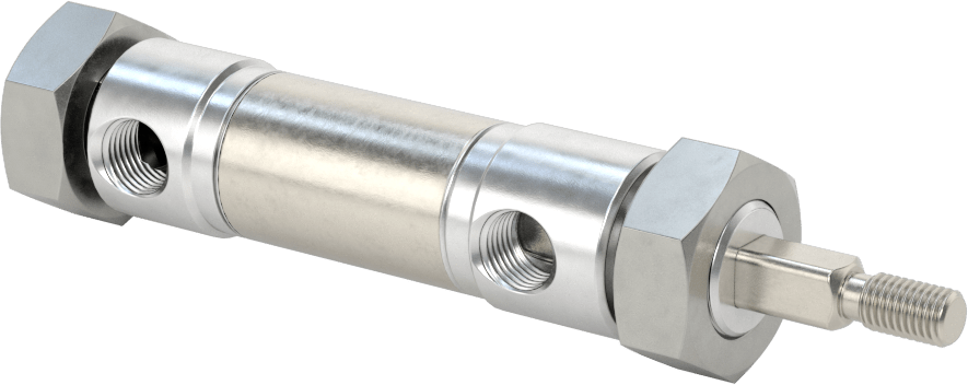 Dönmeyen Yuvarlak Gövdeli Hava Silindiri, 3/4" Delik Boyutu, 1/2" Strok Uzunluğu