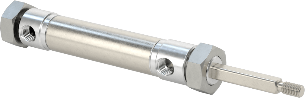 Dönmeyen Yuvarlak Gövdeli Hava Silindiri, 3/4" Delik Boyutu, 1-1/2" Strok Uzunluğu