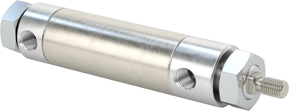 Dönmeyen Yuvarlak Gövdeli Hava Silindiri, 1-1/16" Delik Boyutu, 1-1/2" Strok Uzunluğu
