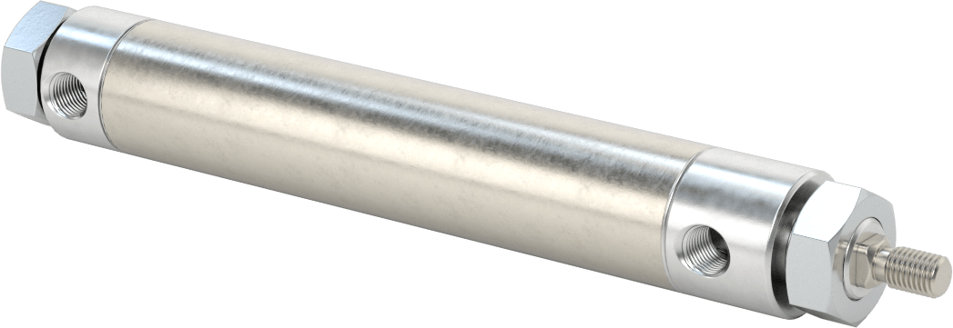 Dönmeyen Yuvarlak Gövdeli Hava Silindiri, 1-1/16" Delik Boyutu, 4" Strok Uzunluğu