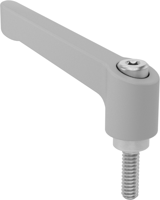 Naylon Ayarlanabilir Tutamak, 10-24 Diş Boyutu x 5/8" Uzunluk 303 Paslanmaz Çelik Saplama, 1-3/8" Çıkıntı
