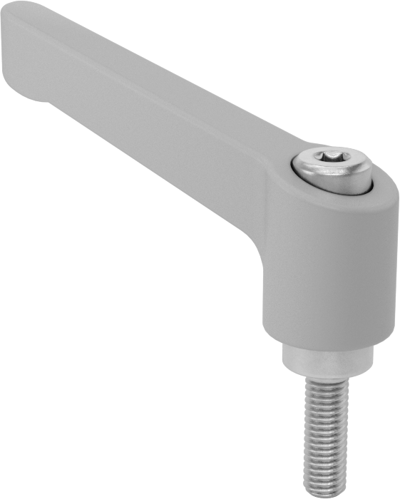 Naylon Ayarlanabilir Tutamak, 10-32 Diş Boyutu x 5/8" Uzunluk 303 Paslanmaz Çelik Saplama, 1-3/8" Çıkıntı