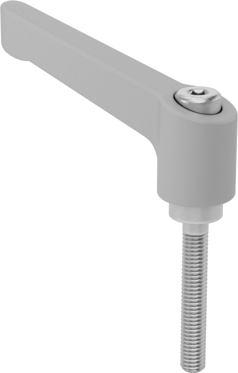 Naylon Ayarlanabilir Tutamak, 10-32 Diş Boyutu x 1-1/4" Uzunlukta 303 Paslanmaz Çelik Saplama, 1-3/8" Çıkıntı