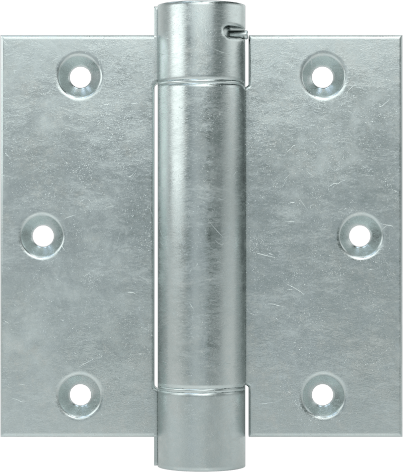 Gömme Montaj Şablonu Giriş Kapısı Yaylı Menteşe, Kare, Çinko Kaplı Çelik, 1-3/8" Kalın Kapı, 3-1/2“ x 1-3/4” Yaprak