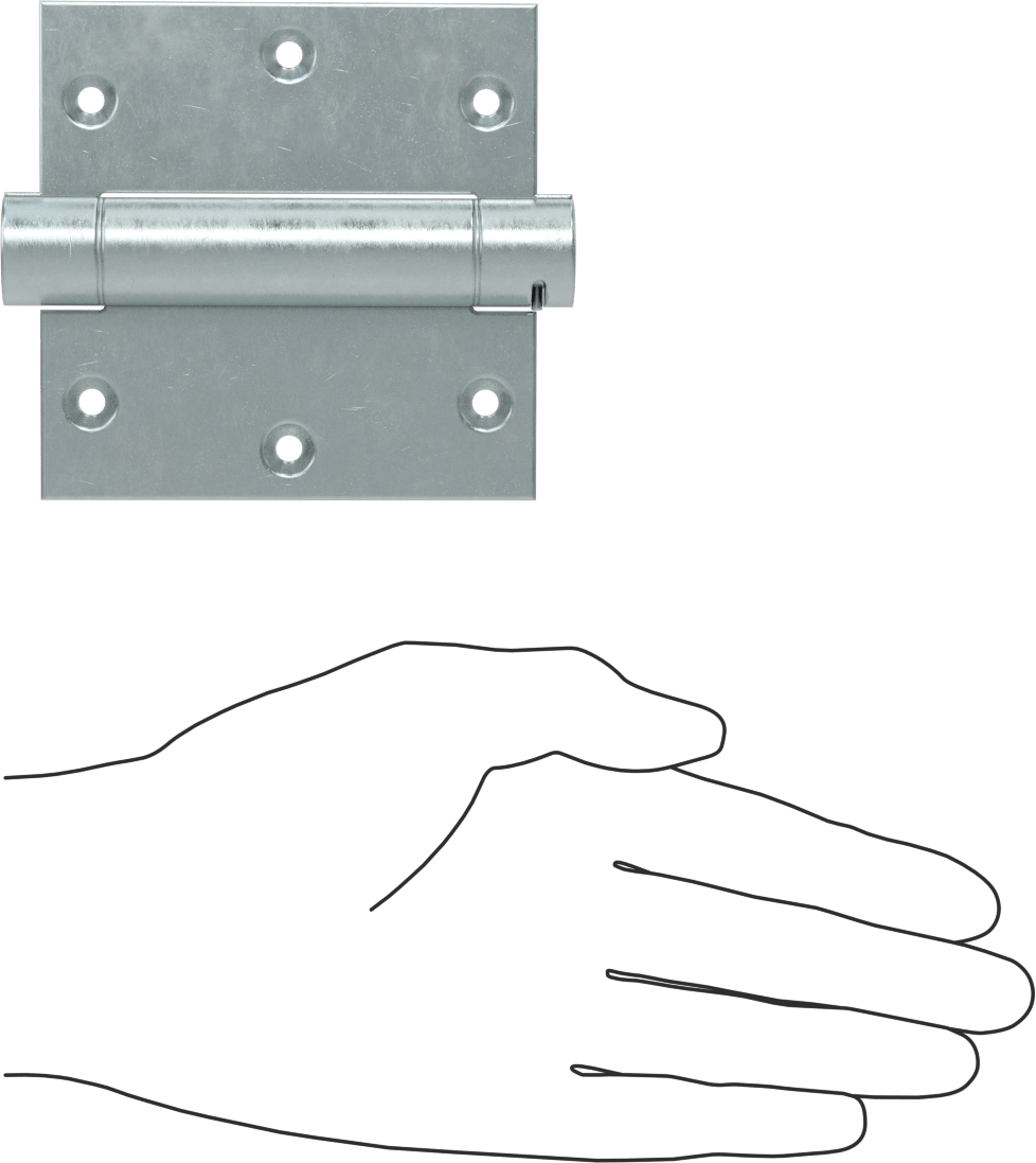 Gömme Montaj Şablonu Giriş Kapısı Yaylı Menteşe, Kare, Çinko Kaplı Çelik, 1-3/8" Kalın Kapı, 3-1/2“ x 1-3/4” Yaprak