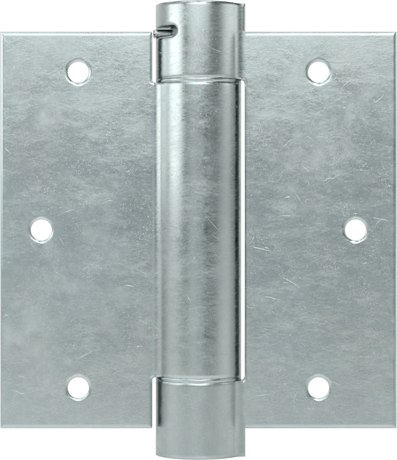 Gömme Montaj Şablonu Giriş Kapısı Yaylı Menteşe, Kare, Çinko Kaplı Çelik, 1-3/8" Kalın Kapı, 3-1/2“ x 1-3/4” Yaprak