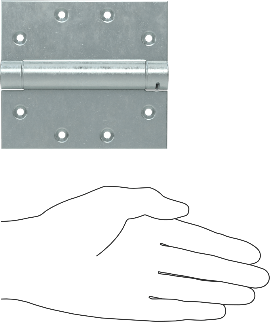 Gömme Montaj Şablonu Giriş Kapısı Yaylı Menteşe, Kare, Çinko Kaplı Çelik, 1-3/4" Kalınlıkta Kapı, 4-1/2“ x 2” Yaprak