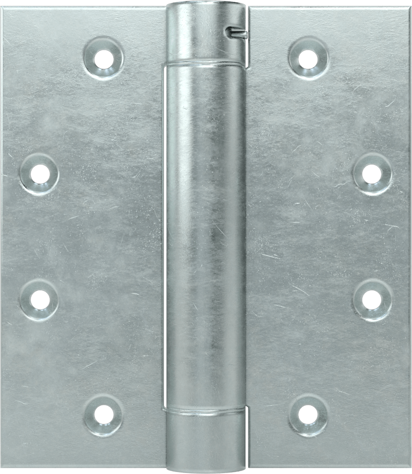Gömme Montaj Şablonu Giriş Kapısı Yaylı Menteşe, Kare, Çinko Kaplı Çelik, 1-3/4" Kalınlıkta Kapı, 4-1/2“ x 2” Yaprak