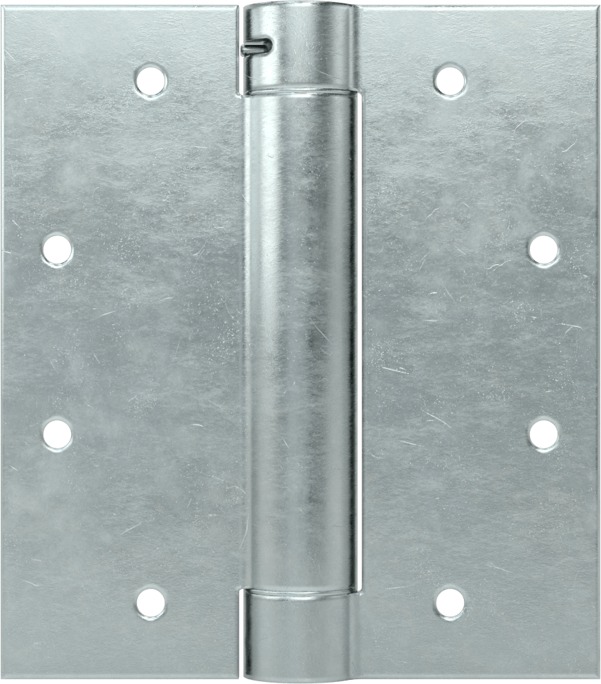 Gömme Montaj Şablonu Giriş Kapısı Yaylı Menteşe, Kare, Çinko Kaplı Çelik, 1-3/4" Kalınlıkta Kapı, 4-1/2“ x 2” Yaprak