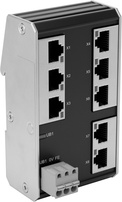 Düşük Profilli DIN Rayına Monte Ethernet Anahtarı, 100 Mbit/S İletim Hızı, 8 Soket