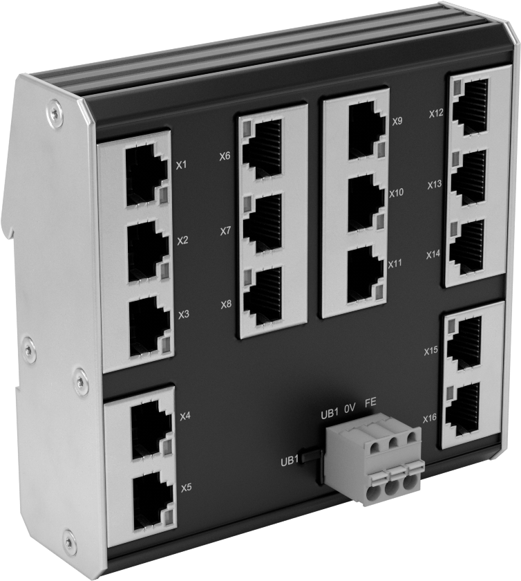 Düşük Profilli DIN Rayına Monte Ethernet Anahtarı, 100 Mbit/S İletim Hızı, 16 Soket