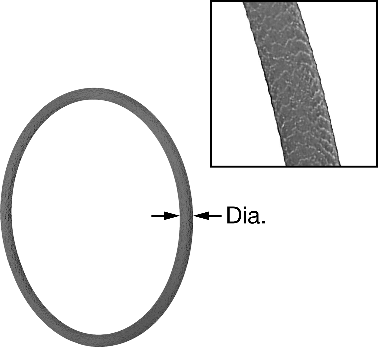 Dokulu Yuvarlak Kemer, 8 mm Çap, 305 mm Dış Çevre
