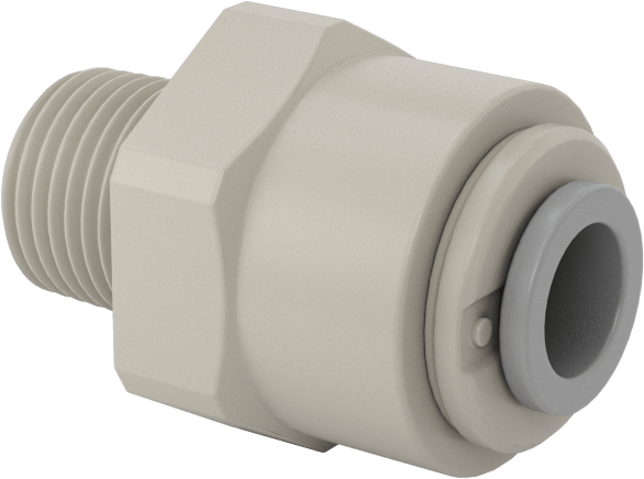 Tak-Çalıştır Acetal Gövdeli Delikli Vana, Adaptör, 1/8 NPT Erkek, 1/4" Boru Dış Çapı için, 0,032" Çap