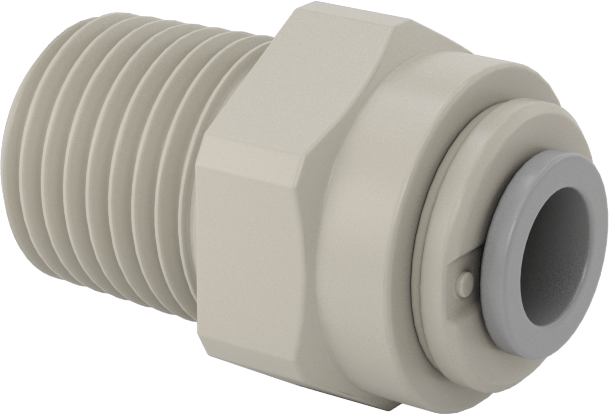 Tak-Çalıştır Acetal Gövdeli Delikli Vana, Adaptör, 1/4 NPT Erkek, 1/4" Boru Dış Çapı için, 0,029" Çap