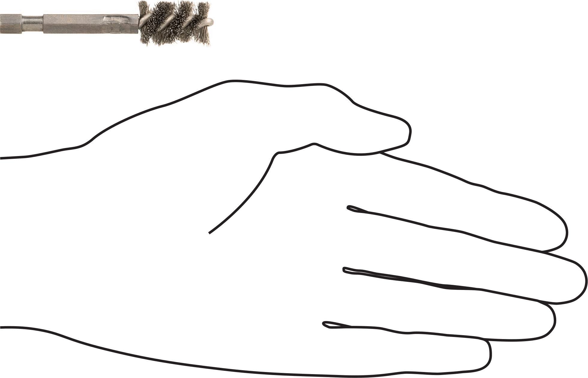 1/4" Altıgen Şaftlı Boru Fırçası, Paslanmaz Çelik Kıllar, 1/2" Çap