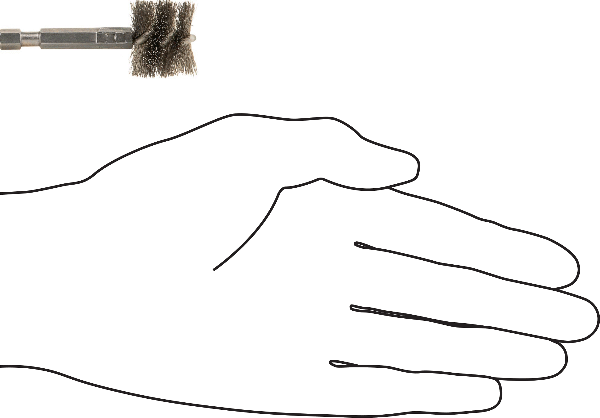 1/4" Altıgen Şaftlı Boru Fırçası, Paslanmaz Çelik Kıllar, 7/8" Çap