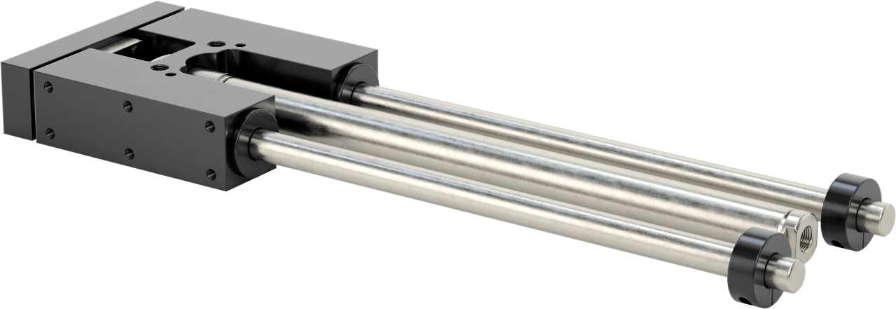 Ayarlanabilir Strok Uzunluğuna Sahip Hava Sürgüsü, Çift Etkili, 3/4" Delik Boyutu, 4,06" Genişlik, 9" Strok Uzunluğu