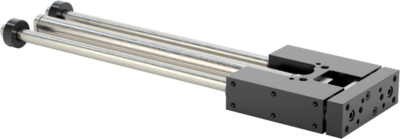 Ayarlanabilir Strok Uzunluğuna Sahip Hava Sürgüsü, Çift Etkili, 3/4" Delik Boyutu, 4,06" Genişlik, 10" Strok Uzunluğu